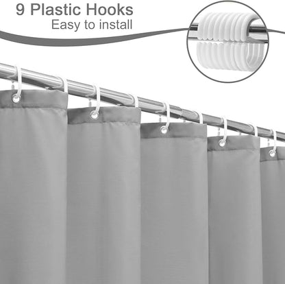 AooHome Light Grey Stall Size Bathroom Curtain for Hotel, Fabric Shower Liner with Hooks for Hotel, Water Repellent, 54 Width x 72 Height Inch
