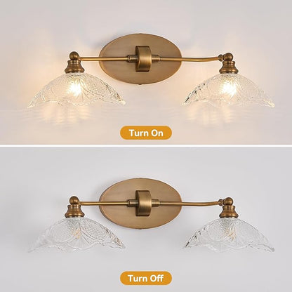 Vintage Vanity Lights, 2-Light 22.83in Antique Brass Bathroom Light fixtures(Requires E12 Bulb, Not Included)