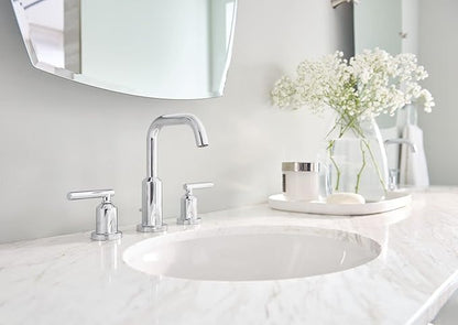 Moen Gibson Chrome Two-Handle 8-Inch Widespread High Arc Modern Bathroom Sink Faucet, Valve Required, T6142