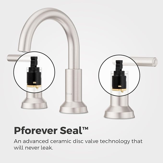 Pfister Capistrano Bathroom Sink Faucet, 8-Inch Widespread, 2-Handle, 3-Hole, NSF Certified, Spot Defense Brushed Nickel Finish, LF049CSOGS