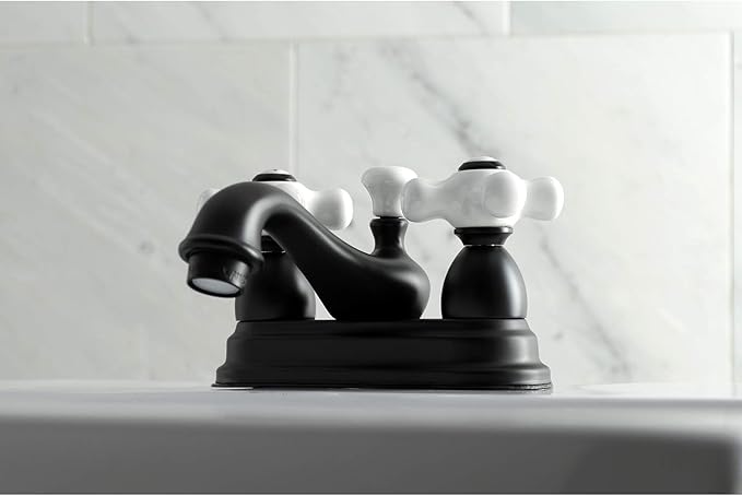 Kingston Brass KS3600PX 4 in. Centerset Bathroom Faucet, Matte Black