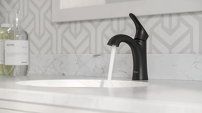Pfister Weller Bathroom Sink Faucet, Single Handle, Single Hole or 3-Hole, Matte Black Finish, LG42WR0B