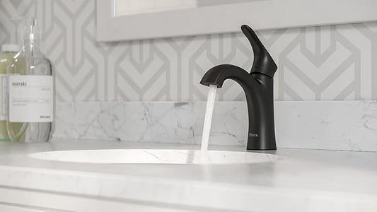 Pfister Weller Bathroom Sink Faucet, Single Handle, Single Hole or 3-Hole, Matte Black Finish, LG42WR0B