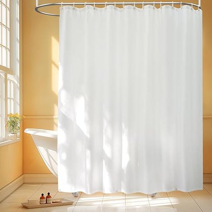Seenus Extra Wide Fabric Shower Curtain Liner with 6 Large Magnets, 180 x 72 inch Waterproof Washable Cloth Shower Liner Extra Large, 360 Wrap Around White Shower Curtain for Clawfoot Tub