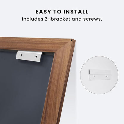 Bathroom Mirror for Wall, 60 X36 Inch (Walnut Wood Grain) | Metal Framed, HD Reflection, Anti-Rust, Hang Horizontally/Vertically, Suitable for Bedroom, Farmhouse, Bathroom, Entryway