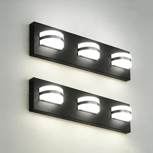 LED Dimmable Bathroom Vanity Light Fixtures, 1550LM 3 Light, Black Modern Matte Bathroom Lighting, Over Mirror Vanity Lights for Bathroom, Living Room, Bedroom ETL Certified