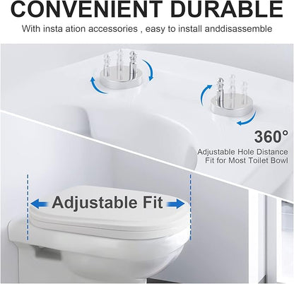 MUU Toilet seat, Slow Close, White heavy duty Toilet Seat with Non-slip Seat Bumpers Easy to Install & Clean PP Material Replacement Toilet Seat Fits All Toilet Brands Elongated Toilets(MU357-PP)