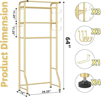 Simple Trending 3 Tier Over The Toilet Rack, Shelf Bathroom, Bathroom Stand Organizer Space Saver, Gold