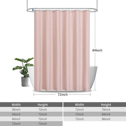 Extra Long Fabric Shower Curtain with Waterproof Layer,72x84,Blush | 2-in-1 Design,Linen Textured,100% Waterproof TPU-Laminated Backing,Magnetic Weighted,Machine Washable,For Bathroom,Hotel