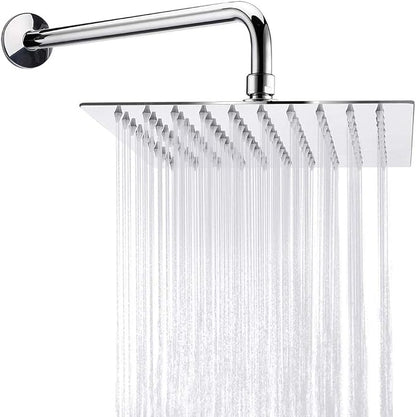 NearMoon Square Rain Shower Head With Extension Arm, Large Stainless Steel Rainfall Shower-Waterfall Full Body Coverage (8 Inch, Chrome)