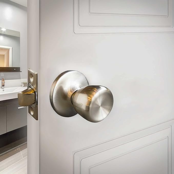 Design House 190723 Terrace 6-Way Universal Privacy Door Knob, Satin Nickel, Piece (Pack of 2)