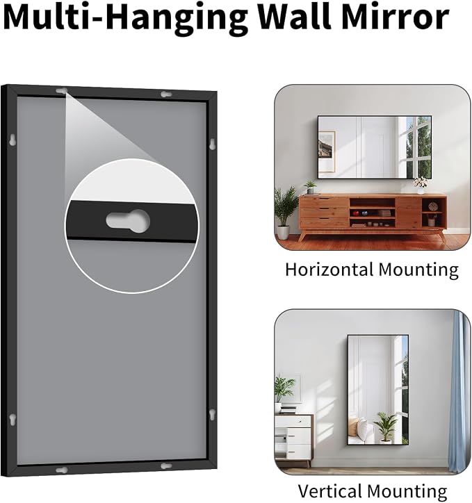 Koonmi Black Bathroom Mirror for Over Sink,Metal Framed 30"x55" Wall Mirror
