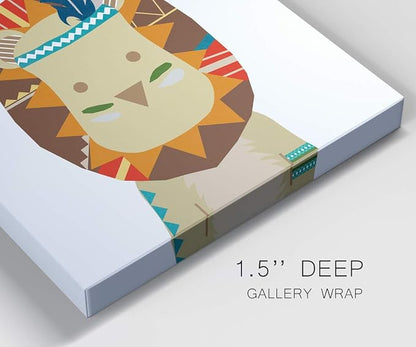 Renditions Gallery Canvas Animal Wall Art Decorations Paintings & Prints Tribal Baby Chief Lion Canvas Animated Wall Hanging Prints for Bedroom Living Room Office Kitchen - 8"x12" LT02