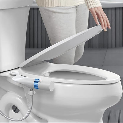 Bidet Attachment for Toilet, Ultra-Slim, Non Electric Dual Nozzle, Fresh Cold Water Spray Sprayer, Bidets Existing Toilets Seat, Baday Beday Badette Bedette, Feminine Rear Wash, Blue