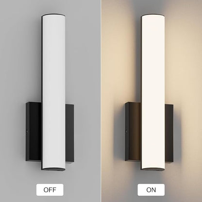 15.7 Inches Modern Bathroom Led Wall Sconces,18W 3000K Hardwired Wall Light with White Acrylic Lampshade,Indoor Bathroom Vanity Light for Mirror Bedroom Living Room Hallway(Black,2Pack)