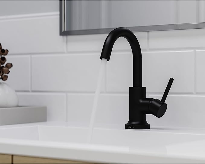 Pfister Zeelan Bathroom Sink Faucet, Single Control, 1-Handle, Single Hole, NSF Certified, Matte Black Finish, LF042ZLB