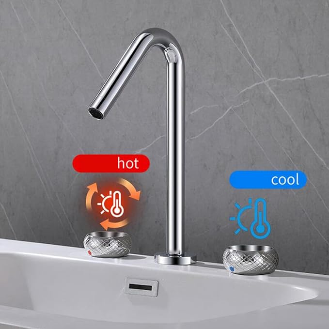 3 Hole Basin Mixer Faucet Brass 3 Hole Bathroom Faucets Double Handle-Chrome Plated