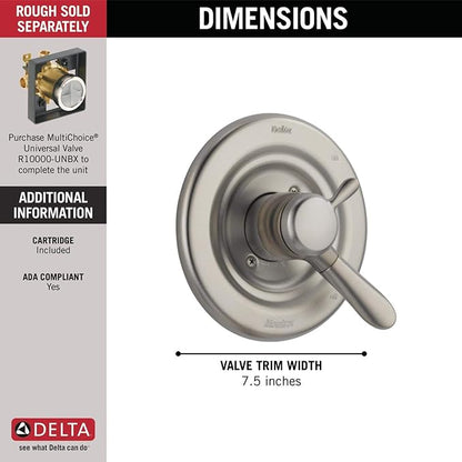 Delta Lahara 17 Series Dual-Function Valve Trim Kit, Brushed Nickel 2 Handle Set for Shower Faucet System, Stainless T17038-SS (Valve Not Included)