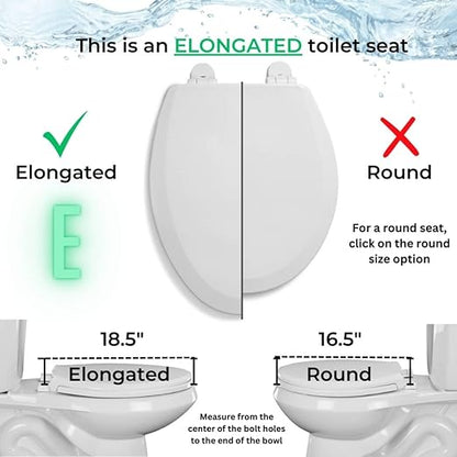 Centoco Elongated Toilet Seat, Lock In Place, Fast-N-Lock Mounting, Open Front With Cover, Commercial, Plastic, Made in the USA, 820STSFE-001, White