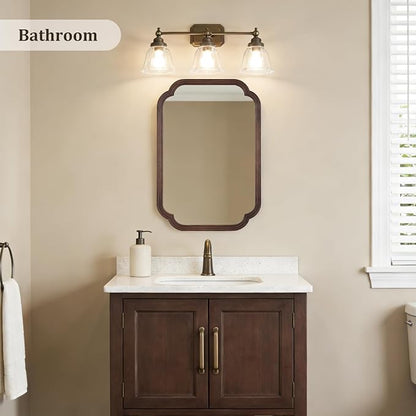22" x 30" Wood Mirror Rounded Corner Arch Wall Mirror with Wood Frame for Entryway, Living Room or Bedroom Home Decor [22" x 30" Walnut Color]