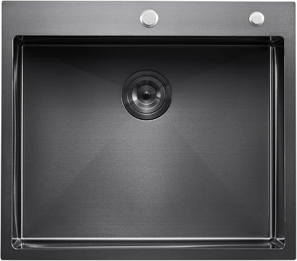 VEVOR 25" Recessed Kitchen Sink 9" Deep Top Mount Single Bowl Kitchen Sink 304 Stainless Steel Sink with Filter Basket Perfect for Home, RV, Laundry Room, Bar