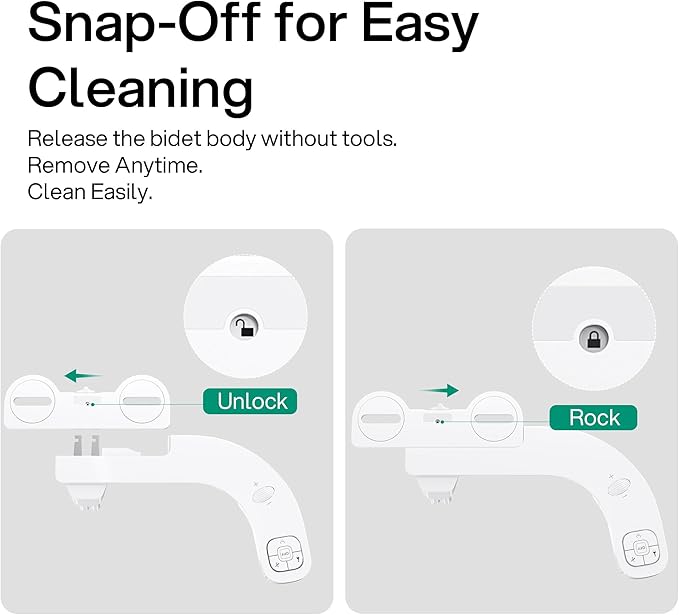 Hansrapo Left-Hand Bidet Attachment – Non-Electric, Ultra-Slim Toilet Bidet for Rear & Feminine Wash, Adjustable Water Pressure & Flow, Self-Cleaning Nozzle, Quick-Release, Easy Install with Full Kit