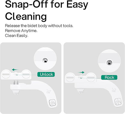 Hansrapo Left-Hand Bidet Attachment – Non-Electric, Ultra-Slim Toilet Bidet for Rear & Feminine Wash, Adjustable Water Pressure & Flow, Self-Cleaning Nozzle, Quick-Release, Easy Install with Full Kit