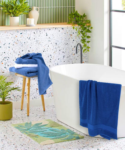COZYART Denim Blue Bath Towel Set, Turkish Cotton Hotel Large Towel Bulk for Bathroom, Thick Bathroom Sets of 6 with 2 Bath Towels, 2 Hand Towels, 2 Washcloths, 650 GSM
