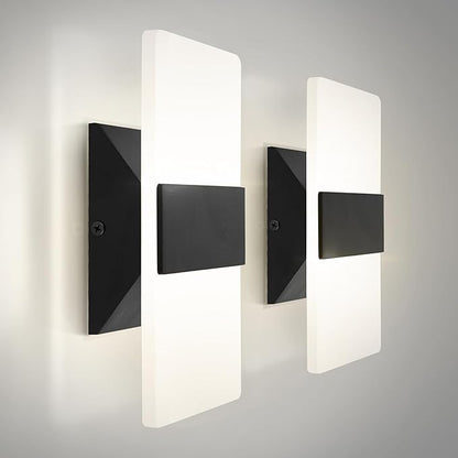 ASD 8 Inch Indoor LED Wall Sconce - 10W 2700K-5000K Dimmable Black Wall Sconce Lights for Living Room, Bedroom, Bathroom, Hallway - Modern Wall Sconces Hardwired, ETL Interior Light, Set of 2