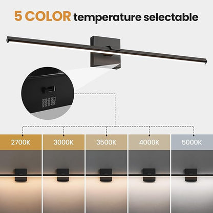 Modern Bathroom Vanity Light 32 Inch Matte Black Dimmable 5CCT LED Vanity Light Bar for Bathroom Lighting Fixtures Over Mirror Cabinets Bedroom, 24W