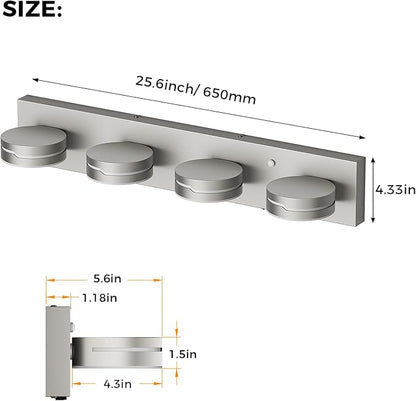 26" Motion Sensor Vanity Light Brushed Nickel, 3CCT 4-Light Modern LED Bathroom Lighting Fixtures Over Mirror, Dimmable Rotatable Head Wall Sconce, 3000K-6000K Color Selectable