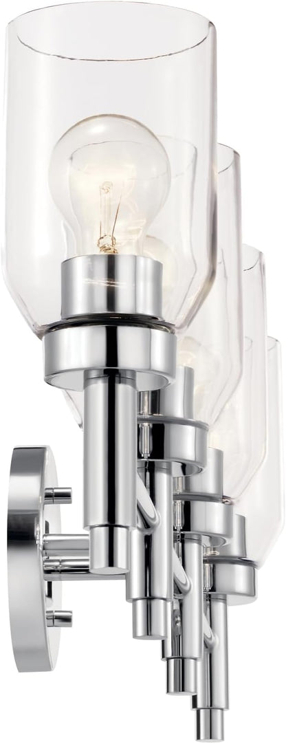 Kichler Madden 4-Light Vanity with Clear Glass in Chrome, Sloped Ceiling Compatible, for Single or Double Vanity in Bathroom (10.5" x 34"), 55186CH