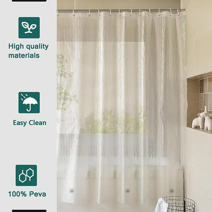 Shower Curtain Liner, 100% Waterproof Eva Shower Curtains with 3 Duty Heavy Bottom Magnets and 12 Rust Proof Grommets, 72x72 Weighted Shower Liner for Shower Stall, Bathtubs