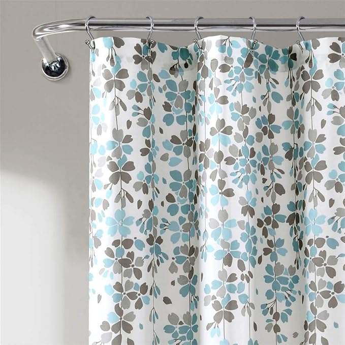 Lush Decor Weeping Flower Shower Curtain 72"W x 72"L Blue & Gray - Fabric Shower Curtains for Bathroom - Floral Bathroom Curtain - Cottage Core Decor