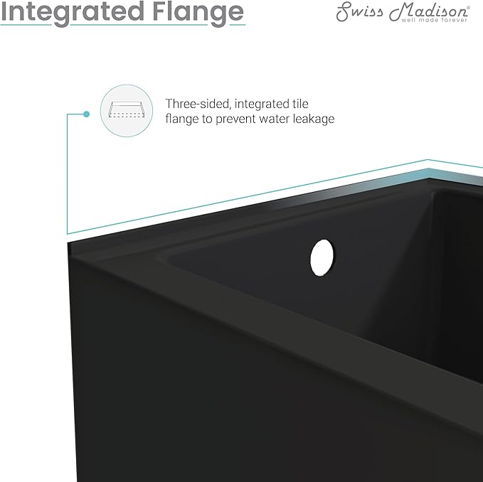 Voltaire 48" x 32" Left-Hand Drain Alcove Bathtub with Apron in Matte Black