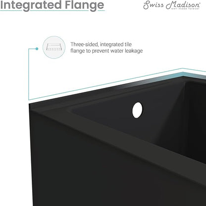 Voltaire 48" x 32" Left-Hand Drain Alcove Bathtub with Apron in Matte Black