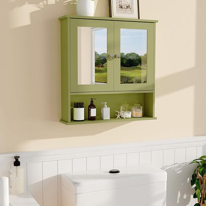 Bathroom Wall Cabinet with Mirrored Doors – Slim Medicine Cabinet with Adjustable Shelf – 2.2x23x5.1 Inch Compact Wall Cabinet for Bathroom, Kitchen, Laundry Room, Entryway