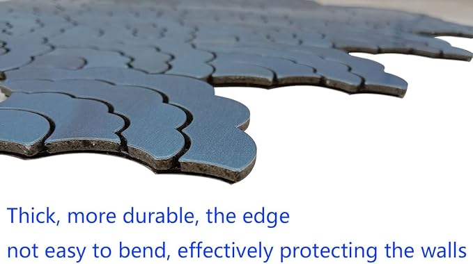 XUANINY Peel and Stick Metal Backsplash Tiles, Frosted Blue, 11-Pack | Self Adhesive, Cloud-shaped Aluminum Mosaic, 3D Wall Sticker, For Kitchen Bathroom Living Room Decor