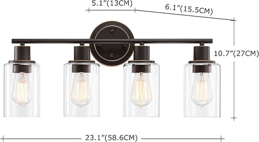 4-Light Oil Rubbed Bronze Bathroom Lighting Fixtures Over Mirror 4-Light Bathroom Vanity Light Oil Rubbed Bronze Vanity Wall Sconce Over Sink