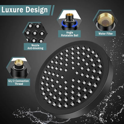 Filtered Shower Head with Handheld, High Pressure Rainfall Shower Head | Filter for Hard Water, Removes Chlorine & Impurities, 60'' Hose, Adjustable Holder, Chrome Finish (Black)