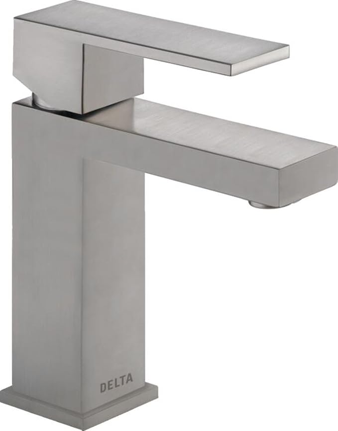 Delta Ara Brushed Nickel Bathroom Faucet 1 Hole, Single Hole Bathroom Sink Faucet for Vanity, Metal Push-Pop Drain Assembly, Stainless 567LF-SSPP