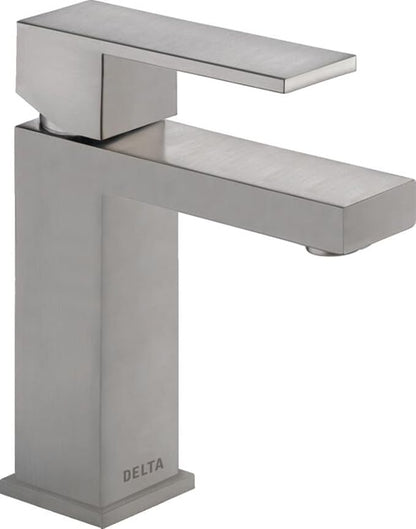 Delta Ara Brushed Nickel Bathroom Faucet 1 Hole, Single Hole Bathroom Sink Faucet for Vanity, Metal Push-Pop Drain Assembly, Stainless 567LF-SSPP