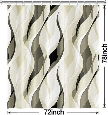 Light Green Shower Curtain, Modern Abstract Green and Grey Striped Shower Curtain Set for Bathroom Waterproof Shower Curtain with Hooks, 72x78 Inch