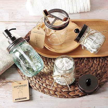 Amolliar Mason Jar Bathroom Accessories Set 4 Pcs, Oil Rubbed Bronze