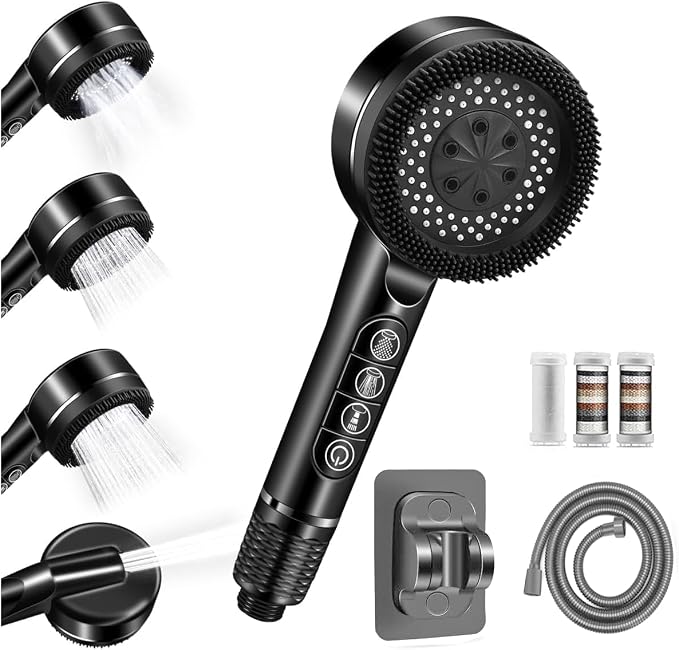 Filtered Shower Head with Handheld, High Pressure 3 Spray Showerhead with Filters & Upgraded Anti-clog Nozzles for Hard Water -Remove Chlorine, Reduce Dry Itchy Skin -ON/OFF Switch for Pet Bath