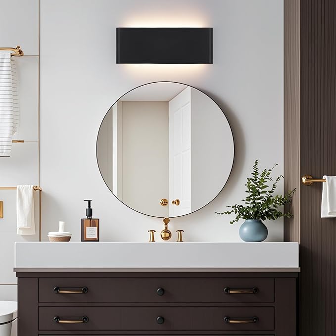 5 CCT (3000K-6500K) Adjustable Dimmable Wall Lamp 24W Modern Black LED vanity light Up and Down Wall Lighting 21.6 Inch Indoor Wall Sconce for Bedroom Staircase Hallway Dressing Table 1 Pack