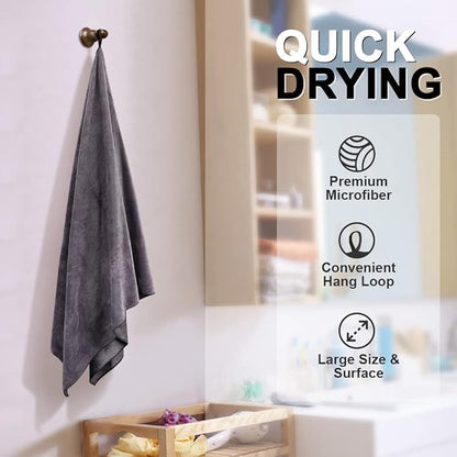 Orighty Bath Towels Pack of 2 - Soft Feel Grey Bath Towel Sets, Highly Absorbent Microfiber Towels for Body, Quick Drying, Microfiber Towel for Sport, Yoga, SPA, Fitness, (27’’ x 54’’)