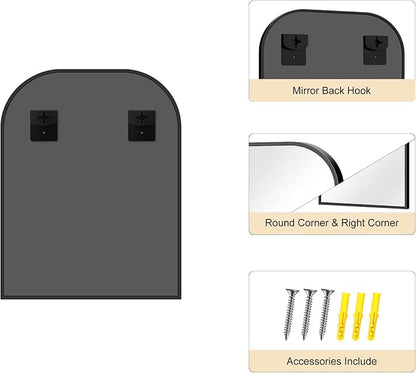 YIROMAN Bathroom Mirrors for Over Sink,24"x30" Black Frame Vanity Mirror,Rectangular Wall Mounted Mirror with Rounded and Right-Angle Corners for Entryway,Living Room,Bedroom,Fitting Room