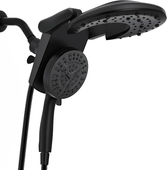 Foldable Rainfall Shower Head 9 Spray Settings/Modes Handheld Showerheads | High Pressure Shower Heads with Handheld Spray Combo, Built-in Magnetic Docking, Power Jets, Stainless Steel Shower Hose