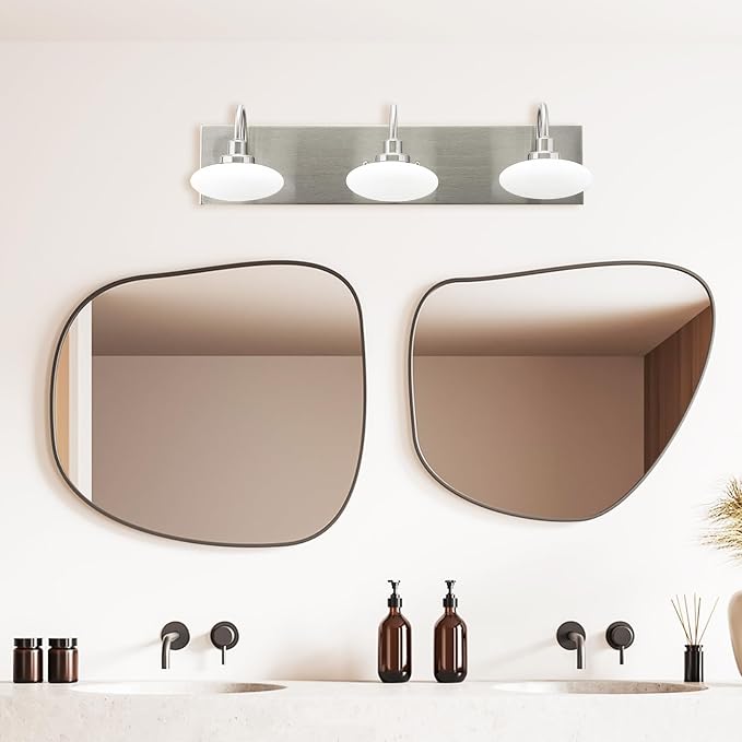 Dimmable LED Bathroom Vanity Light Fixture, 3-Light Brushed Nickel Wall Sconce Lighting Over Mirror,Modern Vanity Light for Cabinet Hallway,3000K-6000K